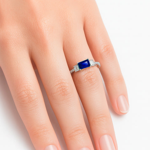 Anillo circonia esmeralda Plata .925