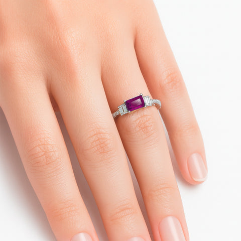 Anillo circonia esmeralda Plata .925