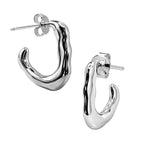 Arete Pan 1:1 Forma Orgánica, Plata 925 con Baño de Rodio