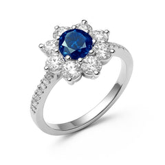 Anillo Flor con Circonias Plata .925 con Rodio