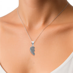 Dije Duo Corazón Partido Liso Plata .925