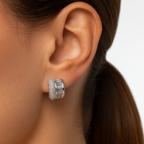 Arracada Chica Circonias Brillantes Plata .925 con Rodio