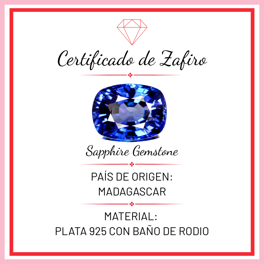 Dije Piedra Preciosa Cruz de Zafiro Plata .925 con Baño de Rodio