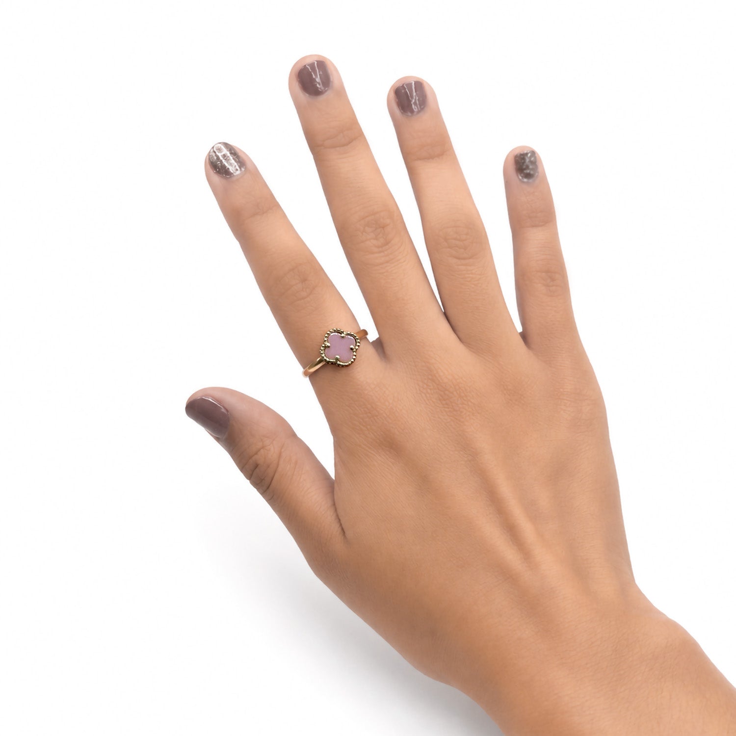 Anillo Inspirado Van C Rosa Oro 10K