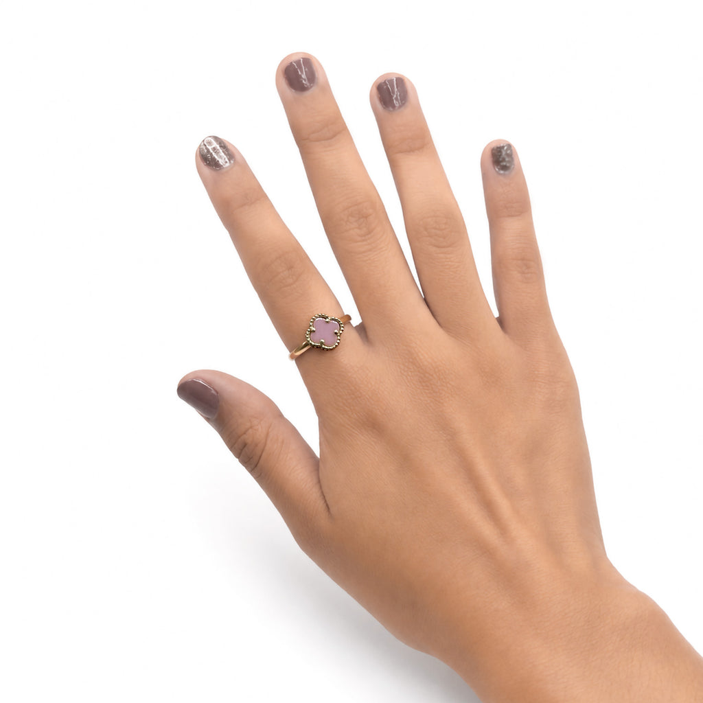 Anillo Inspirado Van C Rosa Oro 10K