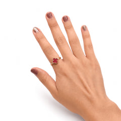 Anillo Inspirado Van C Ágata Roja Oro 10K