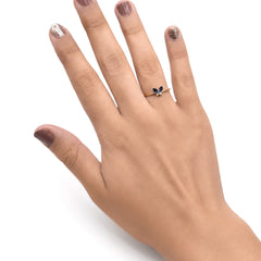 Anillo Circonias Mariposa Azul Oro 10K