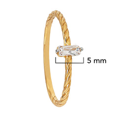 Anillo Solitario Circonia Rectangular Oro 10K