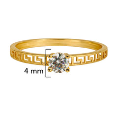 Anillo Solitario con Grecas Oro 10K