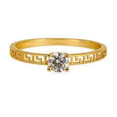 Anillo Solitario con Grecas Oro 10K