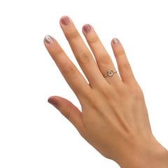 Anillo Doble Corazon con Circonias Oro 10K