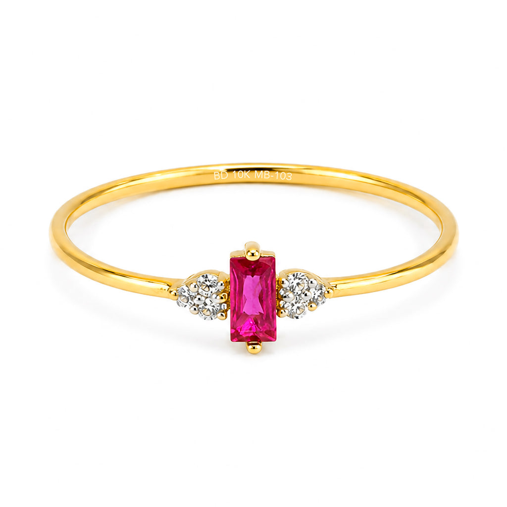 Anillo Circonia Rectangular con Micro Circonias Rosa Oro 10K