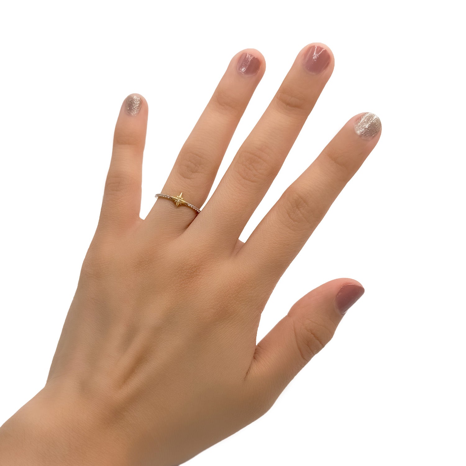 Anillo Estrella con Micro Circonias Oro 10K