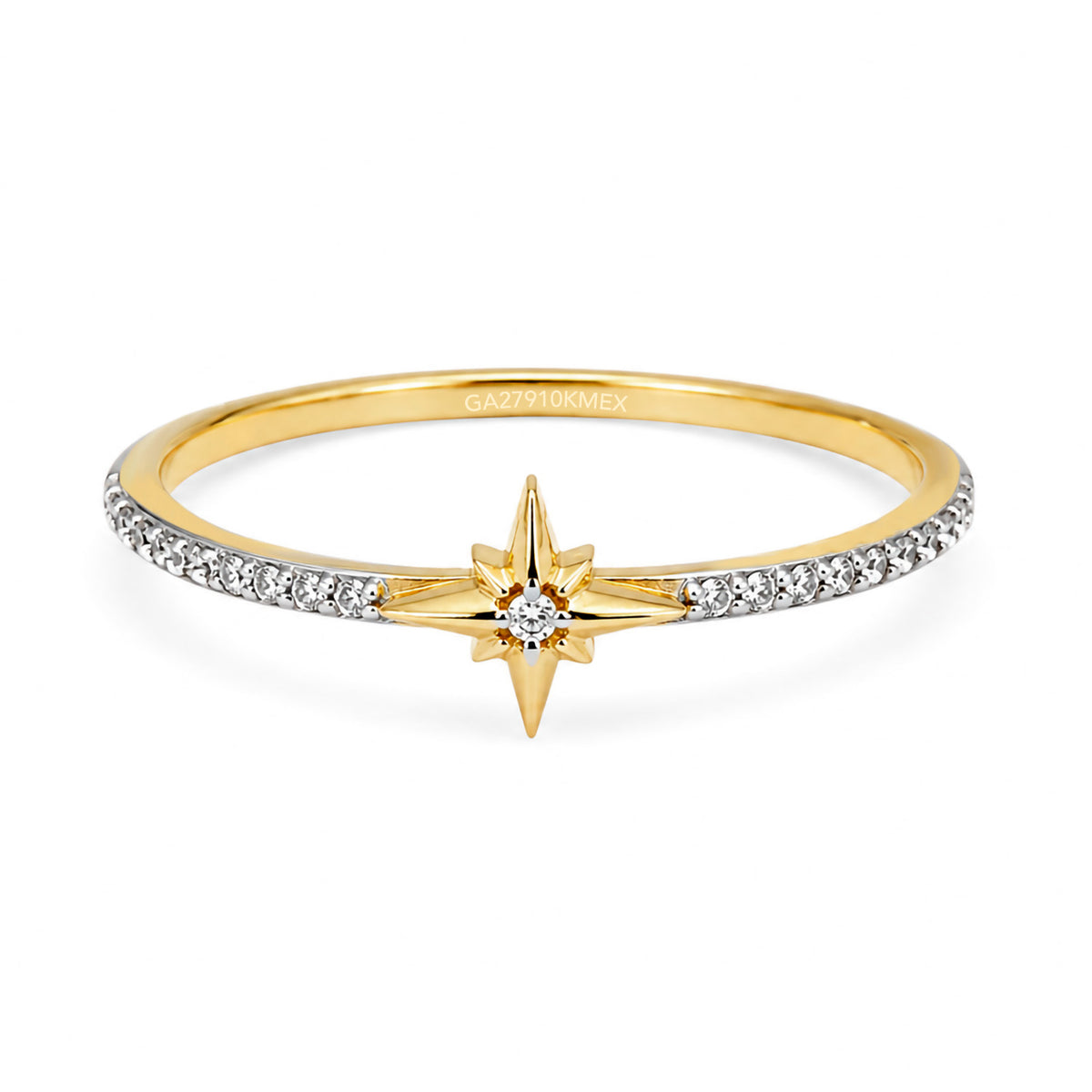 Anillo Estrella con Micro Circonias Oro 10K