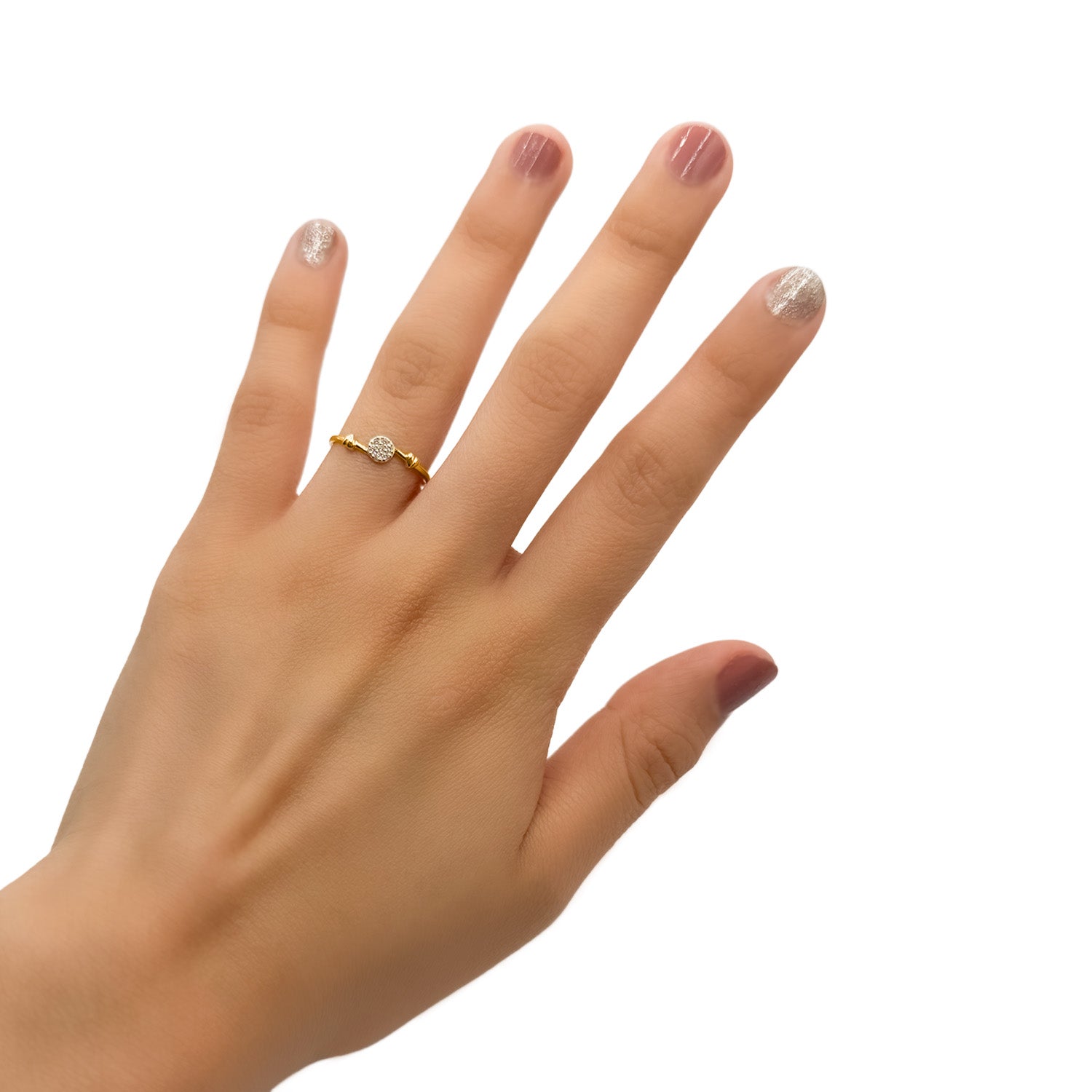 Anillo Micro Circonias con Corazones Oro 10K