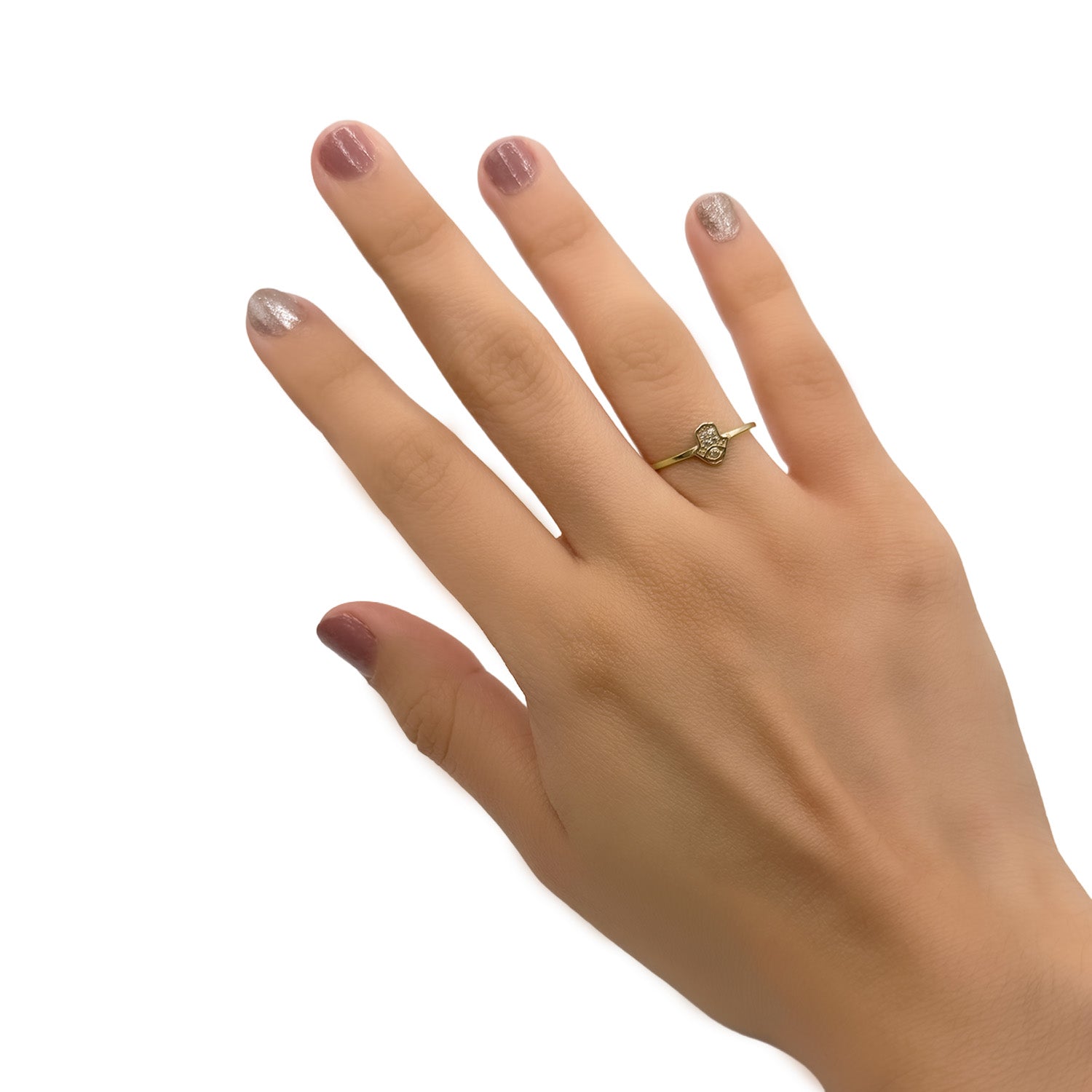 Anillo Mano de Fatima con Micro Circonias Oro 10K