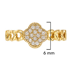 Anillo Flor Inspirada Van C con Micro Circonias Oro 10K