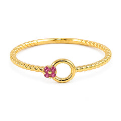 Anillo Torzal con Flor de Micro Circonias Oro 10K