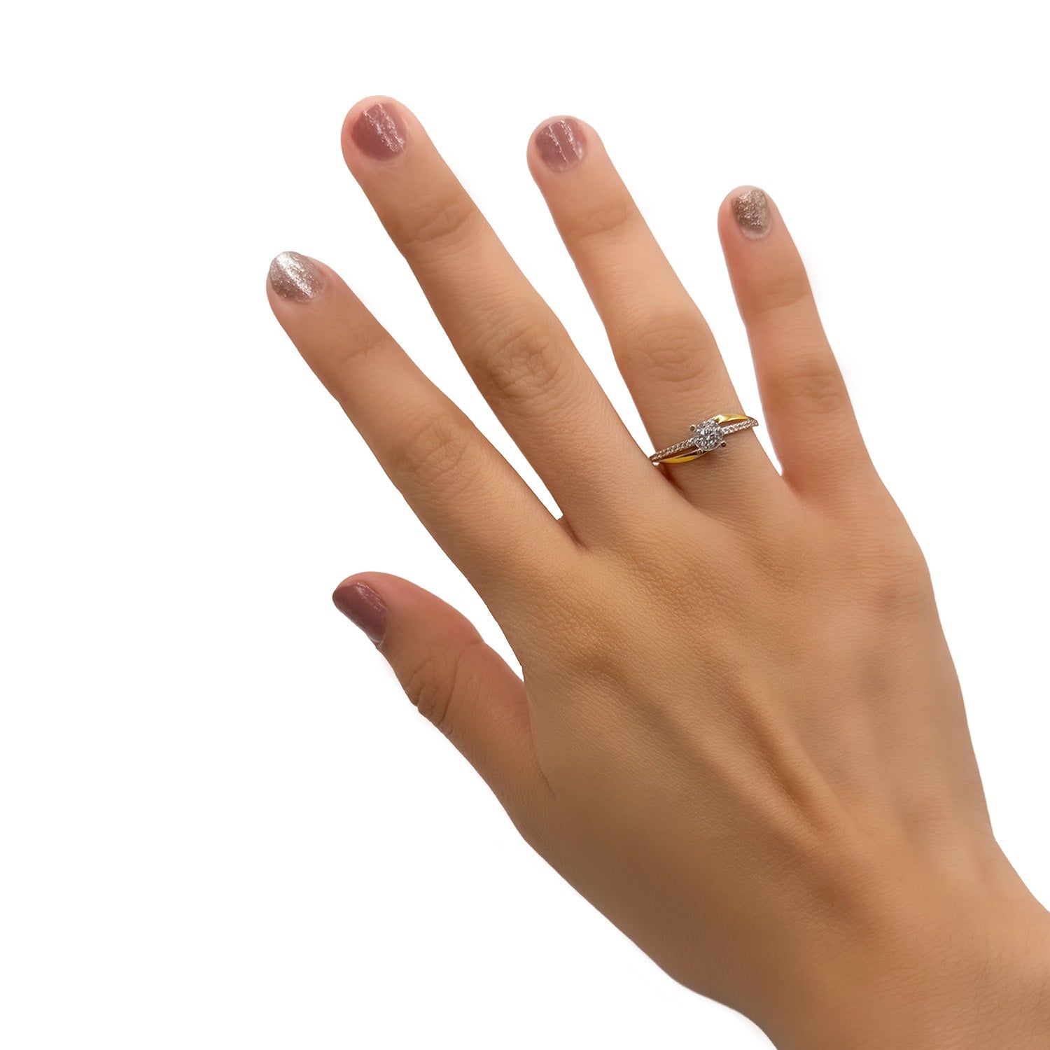 Anillo Solitario con Micro Circonias Oro 10K