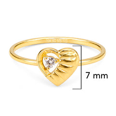 Anillo Corazon Bombeado con Micro Circonia Oro 10K