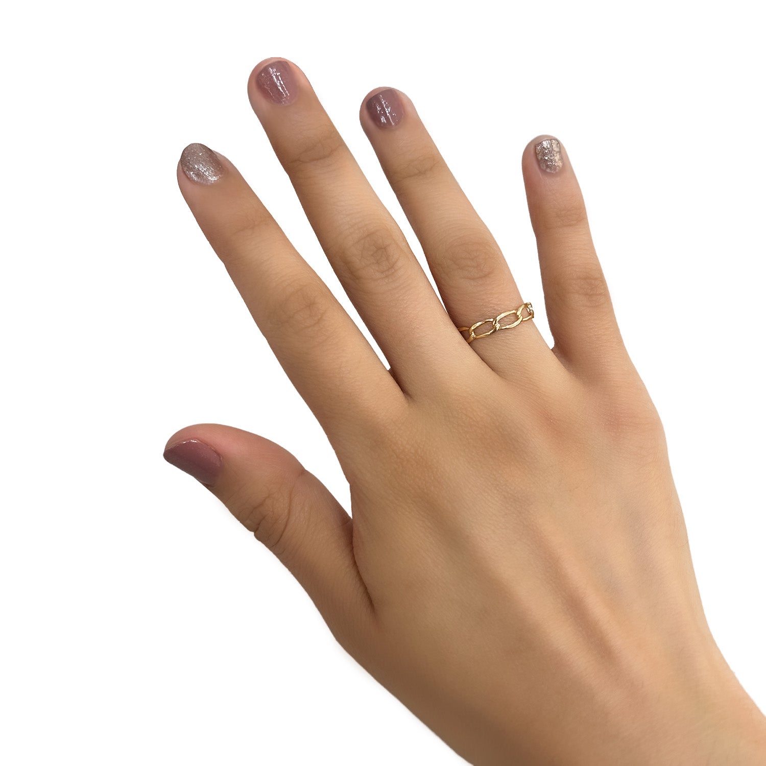 Anillo Eslabones Lisos Oro 10K