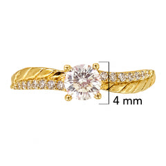 Anillo Solitario con Linea Cruzada de Micro Circonias Oro 10K
