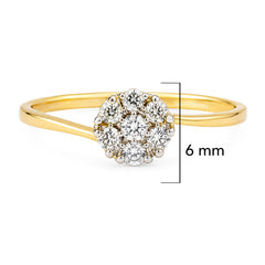 Anillo Flor Circonias Oro 10K