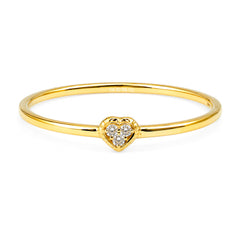 Anillo 3 Circonias en Corazon Chico Oro 10K
