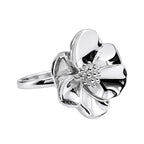 Anillo Flor Sakura Grande Colección Florecer Plata .925 con Baño de Rodio