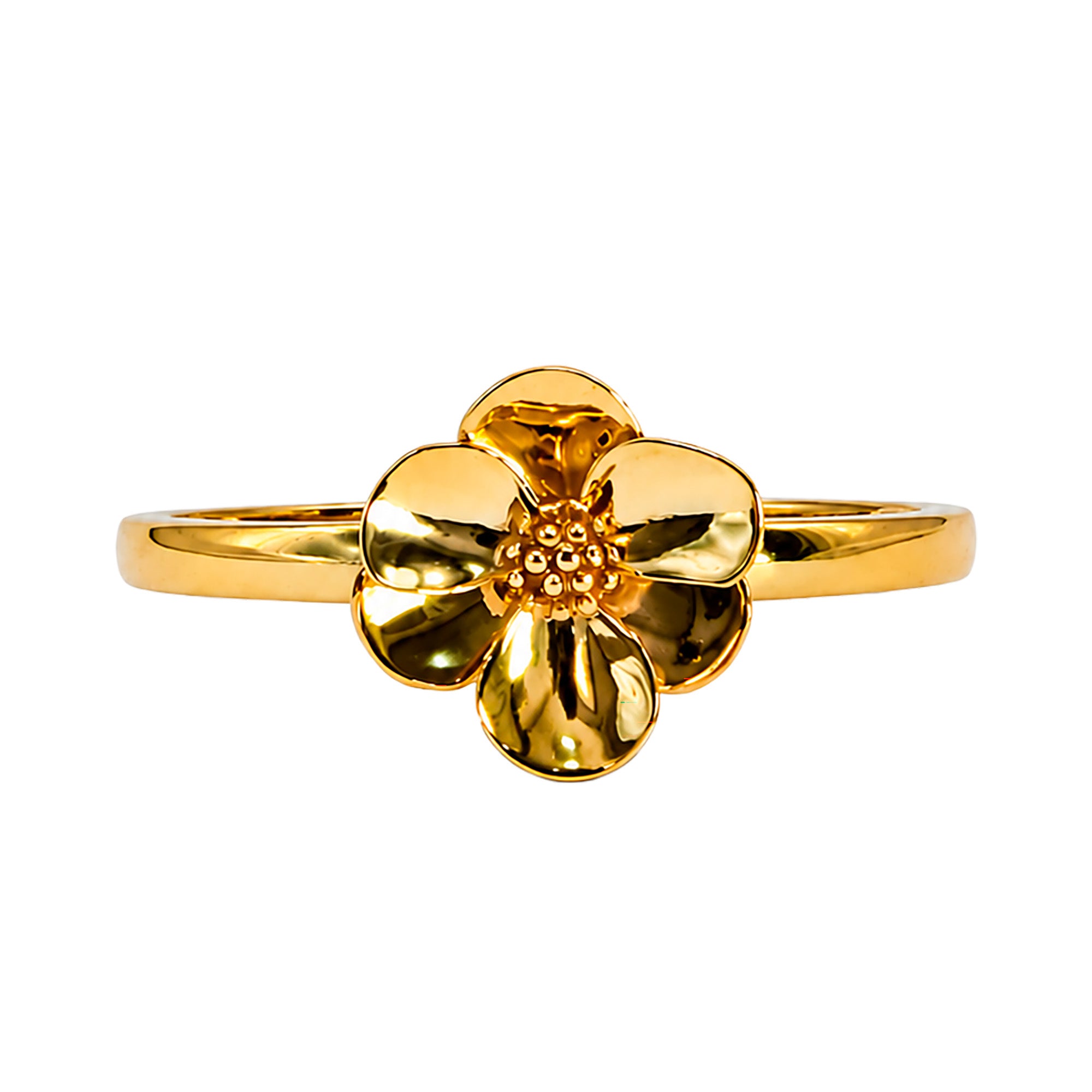 Anillo Flor Sakura Chica Colección Florecer Plata .925 con Baño de Oro 18k