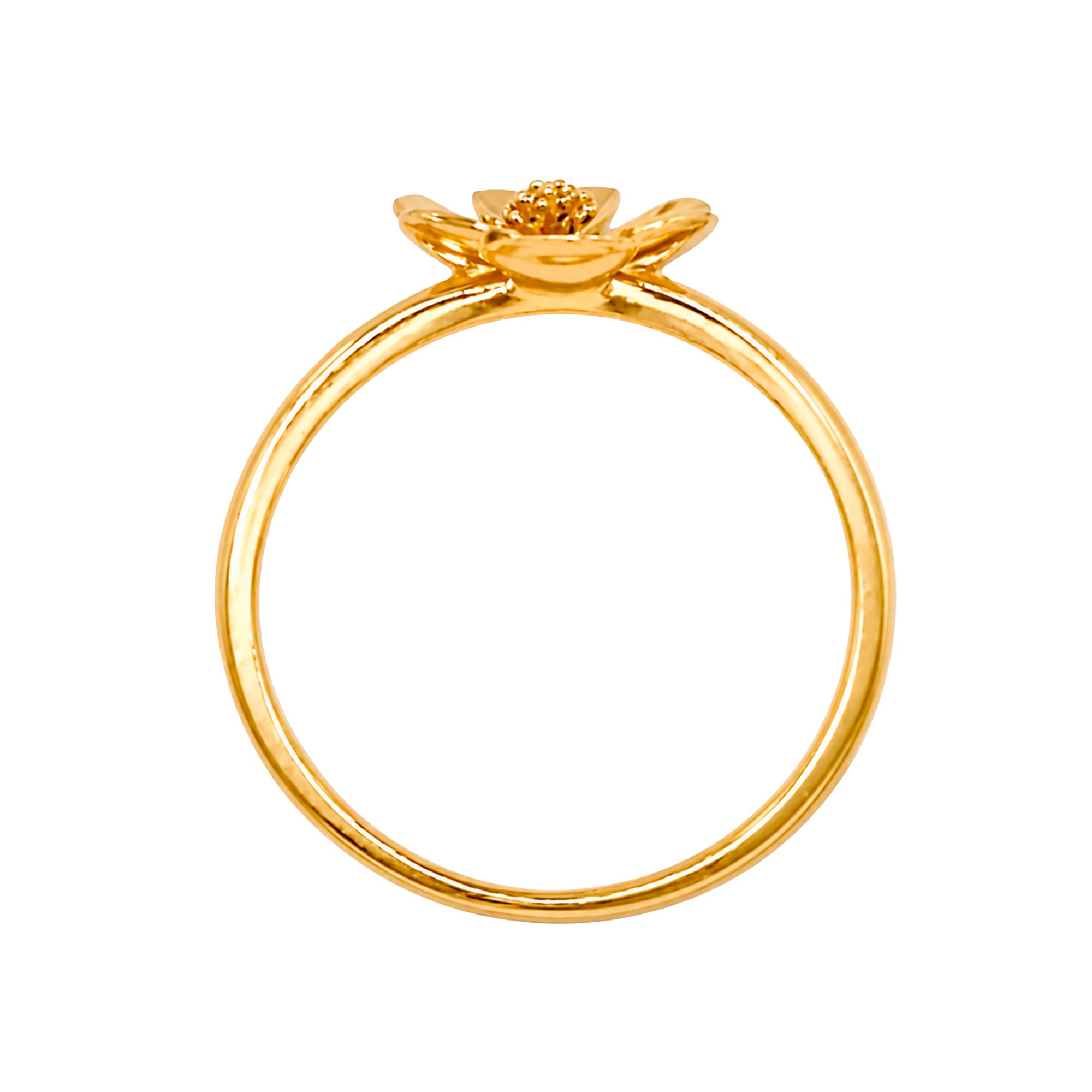 Anillo Flor Sakura Chica Colección Florecer Plata .925 con Baño de Oro 18k