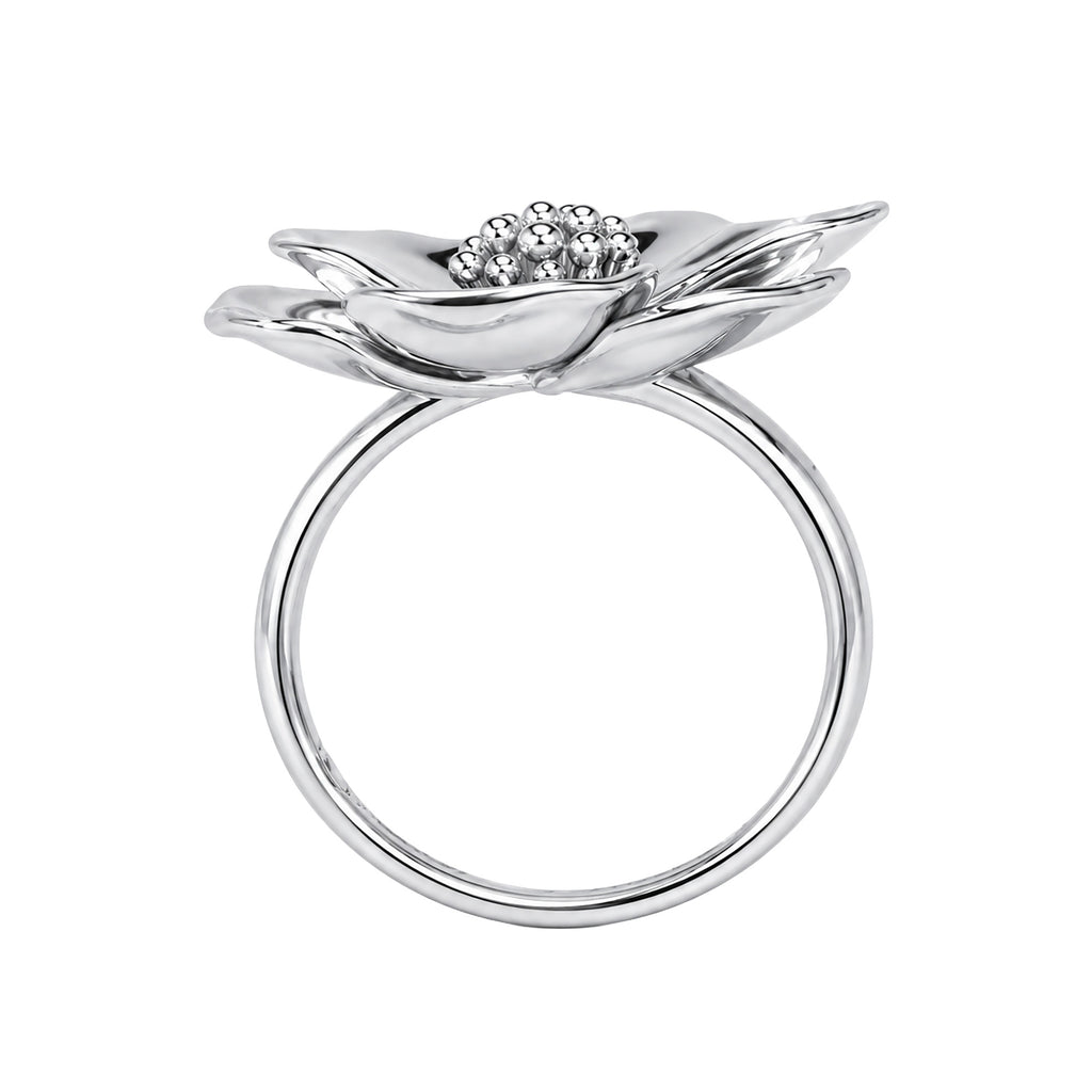 Anillo Flor Sakura Grande Colección Florecer Plata .925 con Baño de Rodio