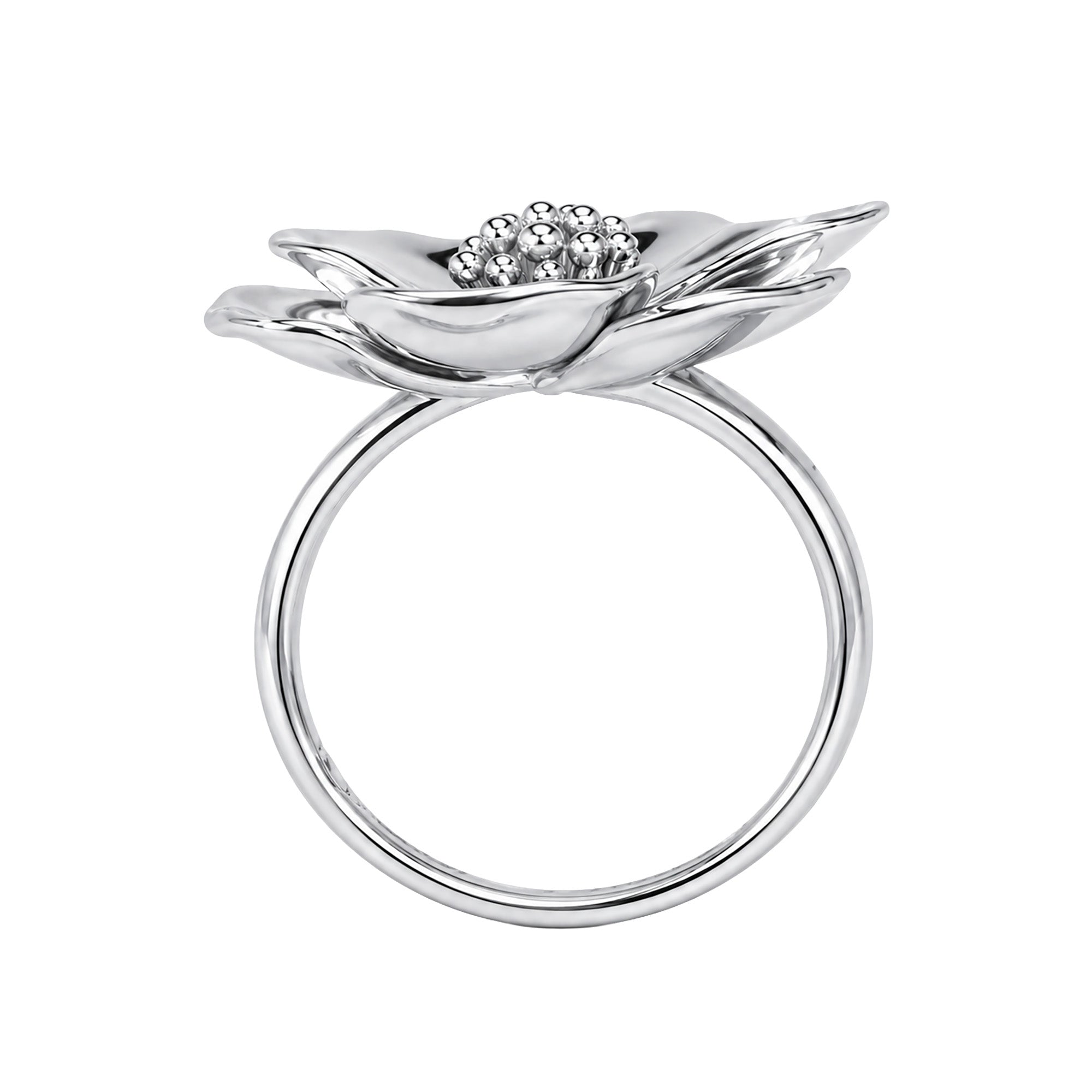 Anillo Flor Sakura Grande Colección Florecer Plata .925 con Baño de Rodio