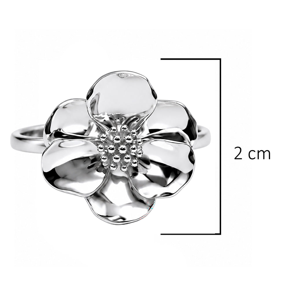 Anillo Flor Sakura Grande Colección Florecer Plata .925 con Baño de Rodio