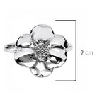Anillo Flor Sakura Grande Colección Florecer Plata .925 con Baño de Rodio
