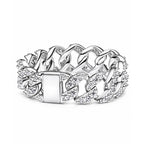 Anillo Inspirado Pan 1.1 Cadena Cubana con Circonias Plata .925