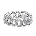 Anillo Inspirado Pan 1.1 Cadena Cubana con Circonias Plata .925