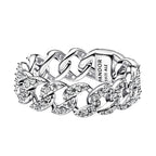 Anillo Inspirado Pan 1.1 Cadena Cubana con Circonias Plata .925