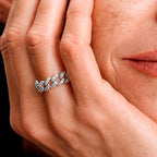 Anillo Inspirado Pan 1.1 Cadena Cubana con Circonias Plata .925