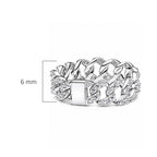 Anillo Inspirado Pan 1.1 Cadena Cubana con Circonias Plata .925