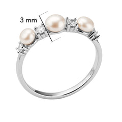 Anillo Perla Natural Plata .925 Con Baño De Rodio