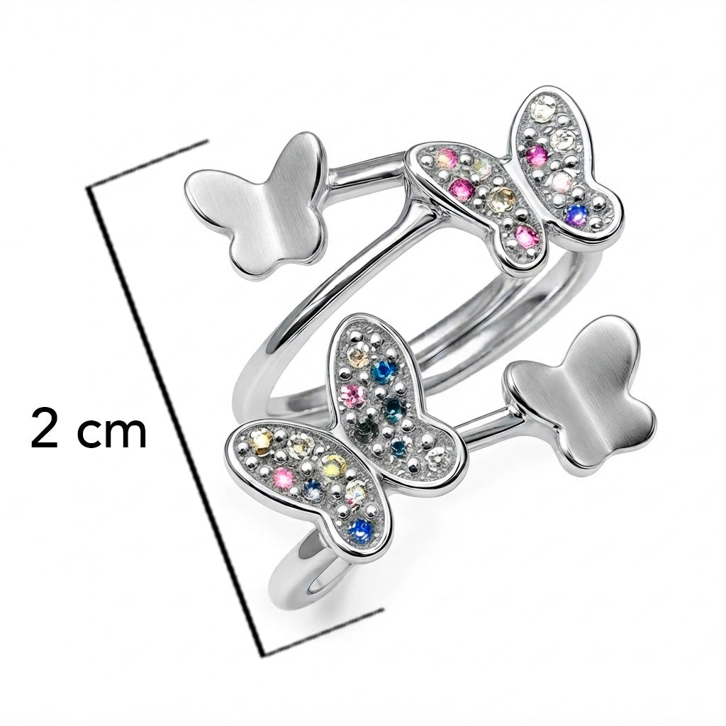 Anillo Mariposas Con Cristales Plata .925
