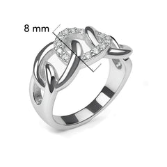 Anillo Eslabones Grandes con Micro Circonias Plata .925 con Baño de Rodio