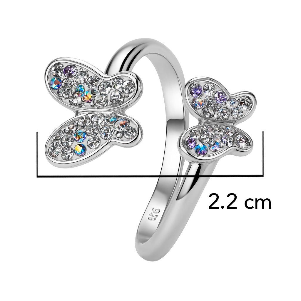 Anillo Doble Mariposa con Cristales Plata .925