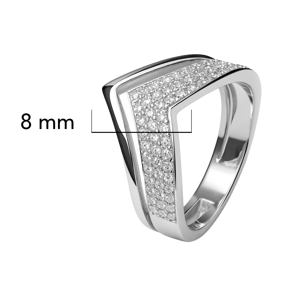 Anillo Circonias Estilo Corona Con Micro Circonias Plata .925 Con Baño De Rodio