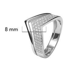 Anillo Circonias Estilo Corona Con Micro Circonias Plata .925 Con Baño De Rodio