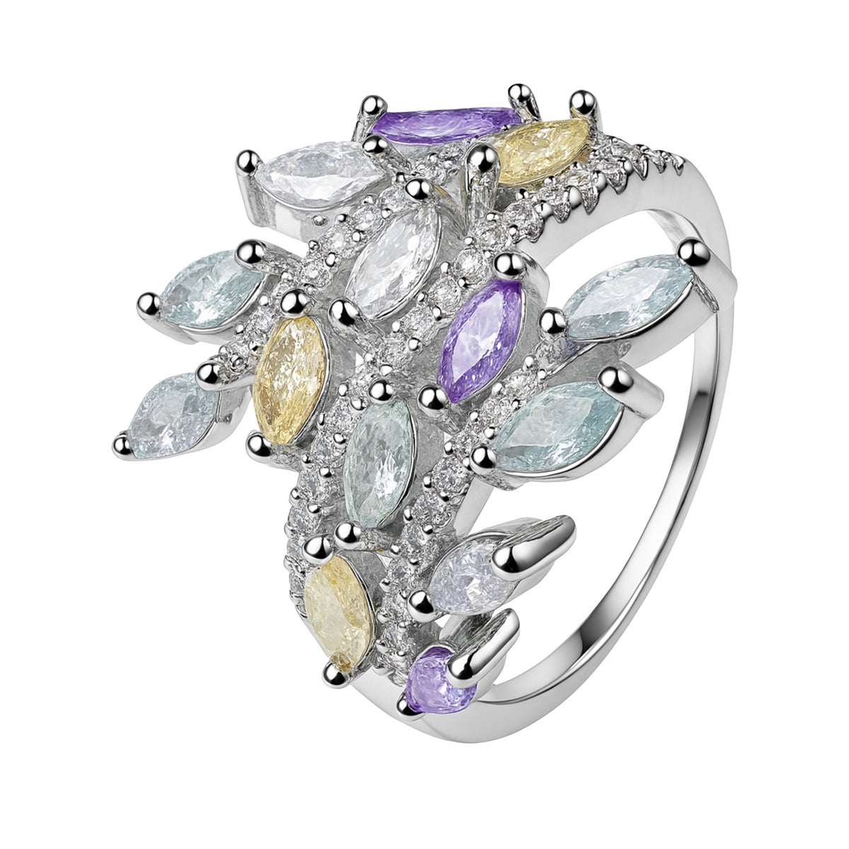 Anillo Circonia Ice Con Micro Circonias Plata .925 Con Baño De Rodio