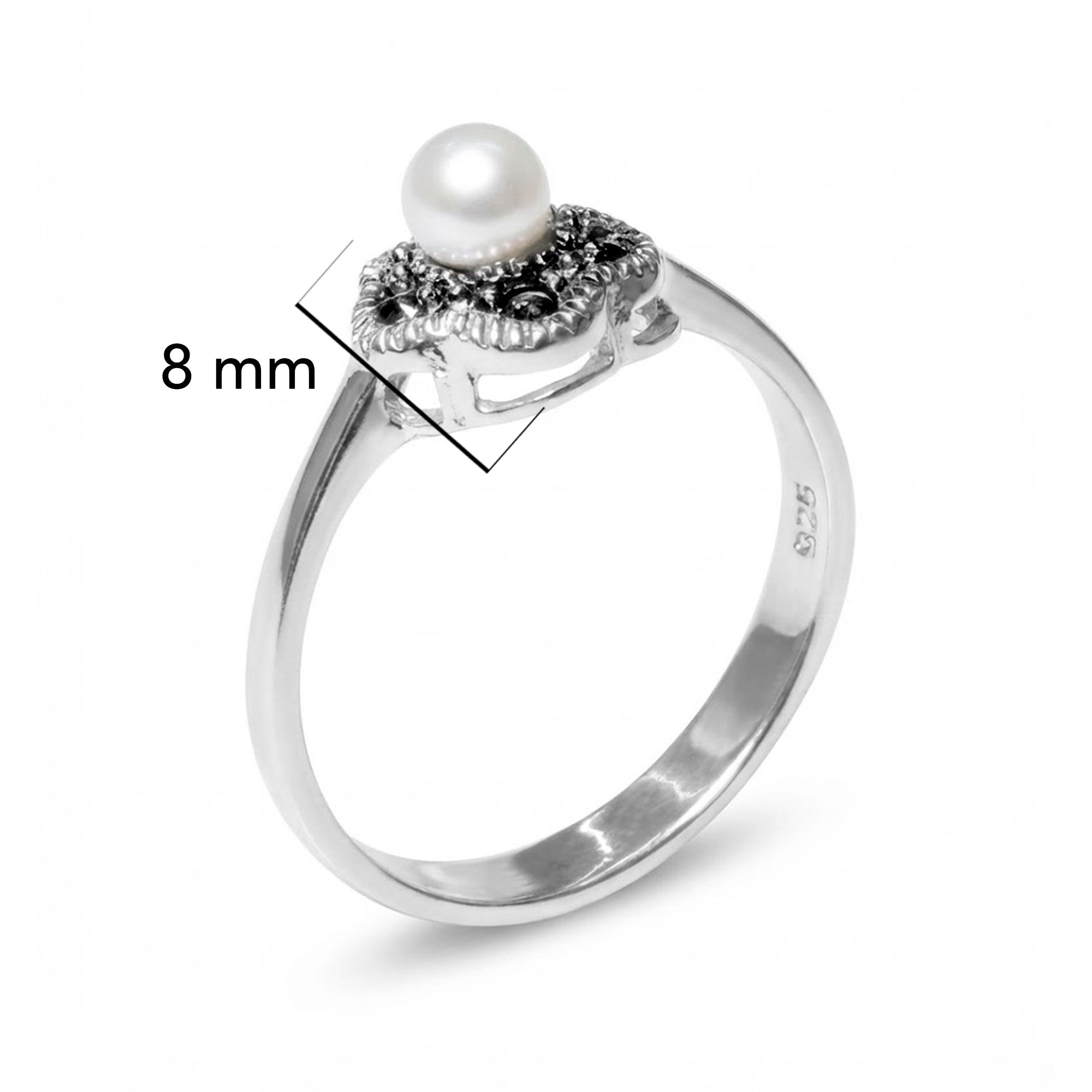 Anillo Marquesita Perla Natural Plata .925
