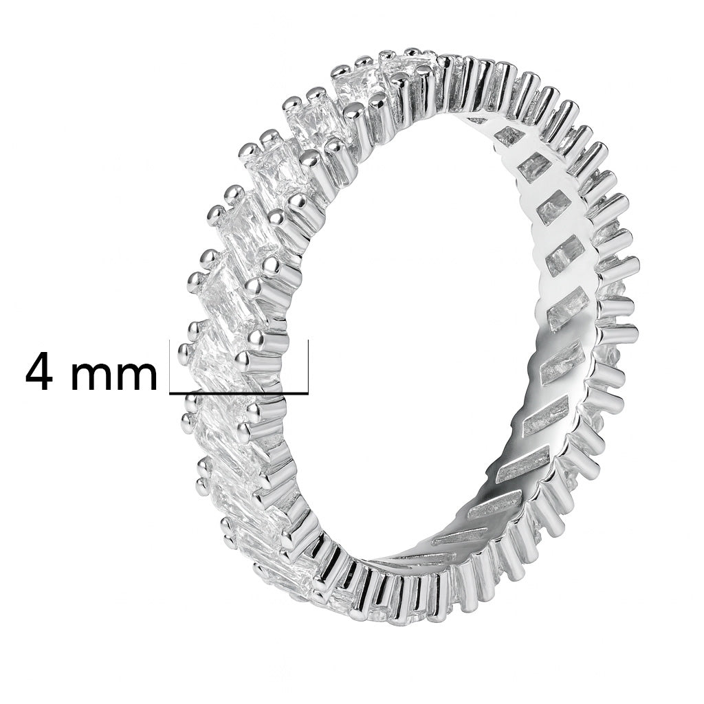 Anillo Churumbela Circonia Baguette Plata .925 con Baño de Rodio