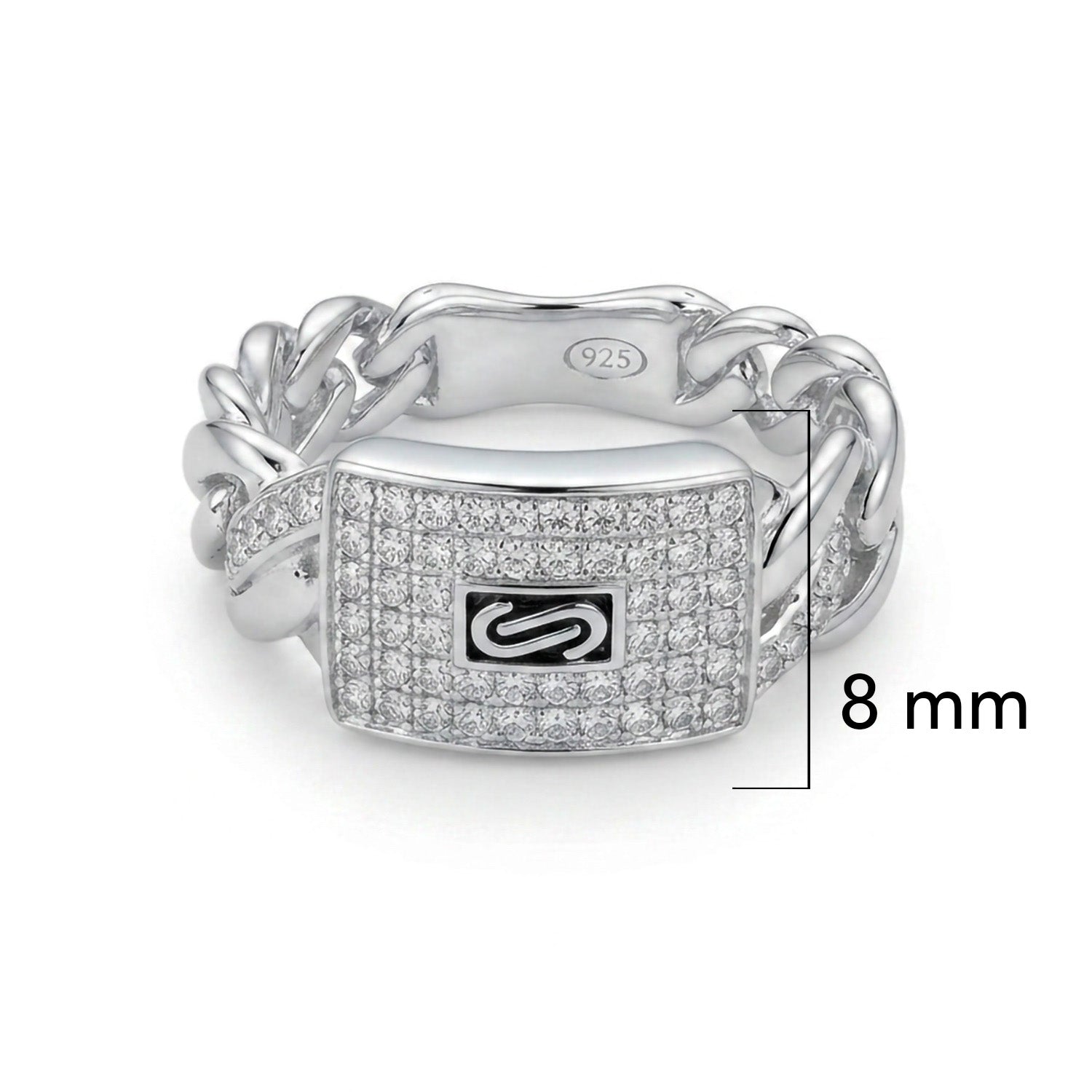 Anillo Inspirado Mónaco C Circonias Pave Horizontal Plata .925 Con Baño De Rodio